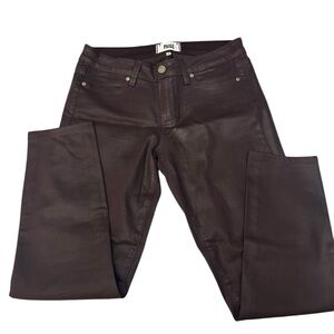 Paige Verdugo Ankle Skinny Jeans Size‎ 29 Coated Waxed Black Cherry Silk MidRise